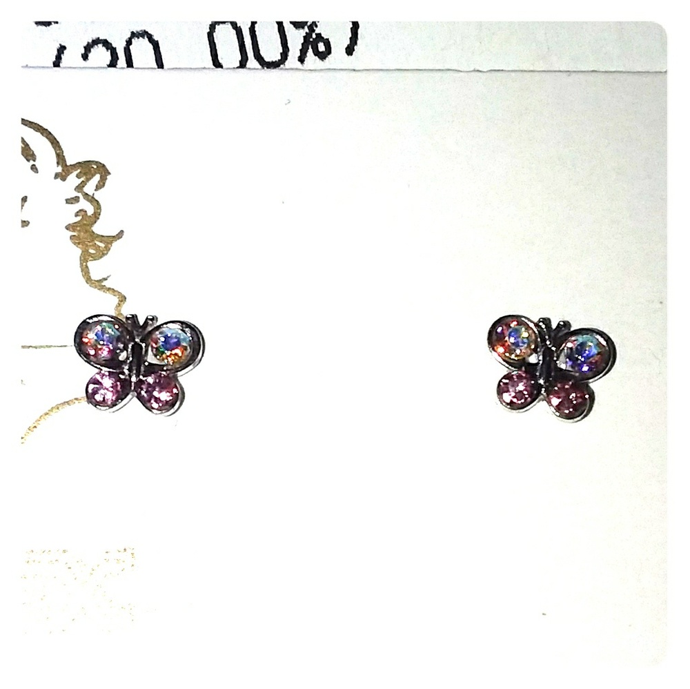 14k White Gold Butterfly Baby Earrings